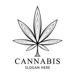 Cannabis leaf eco logo design vector