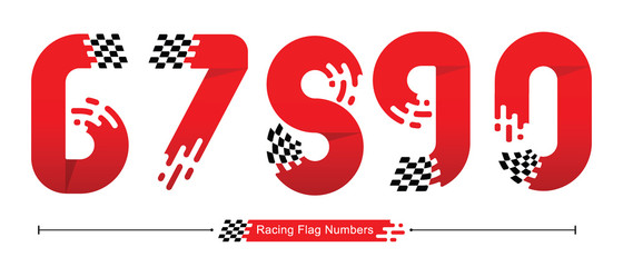 Numbers Racing Flag style in a set 67890