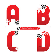 Alphabet Racing Flag style in a set ABCD