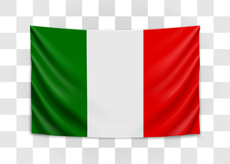 Hanging flag of Italy. Italian Republic. National flag concept.