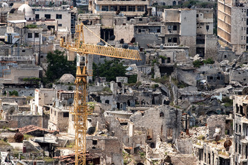 Obraz premium reconstruction of Aleppo in Syria, aerial view