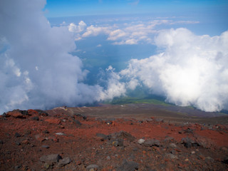 富士山の登山中