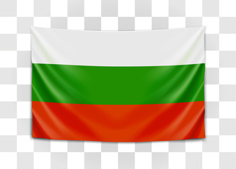 Hanging flag of Bulgaria. Republic of Bulgaria. National flag concept.