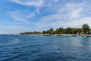 Sandy Beach with Boats on Gili Trawangan
