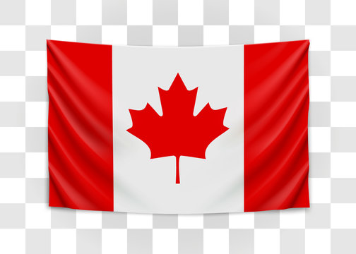 Hanging flag of Canada. Canada. National flag concept.