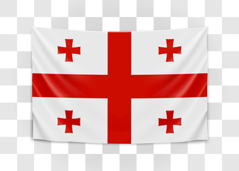 Obraz premium Hanging flag of Georgia. Georgia. National flag concept.