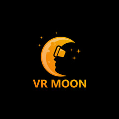 Virtual Reality Moon Logo Template Design Vector, Emblem, Design Concept, Creative Symbol, Icon