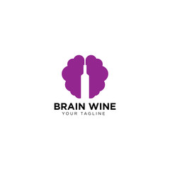 Brain Wine Logo Design Template
