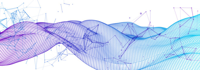 Polygonal science background with connecting dots and lines. Digital data visualization.