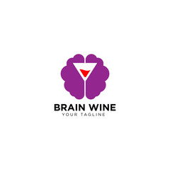 Brain Wine Logo Design Template