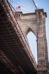 Close-up from below of one of Brooklyn Bridge's arches in New York - New York City, NY