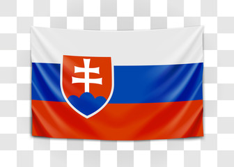 Hanging flag of Slovakia. Slovak Republic. National flag concept.