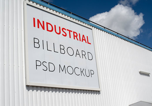 Billboard on Industrial Building Mockup