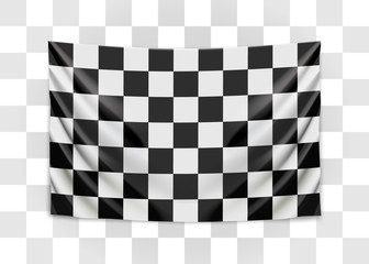 Hanging checkered flag. Race or winner flag concept.