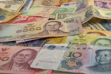 Fototapeta na wymiar lots of banknote from various country