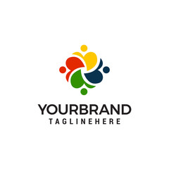 Obraz premium heart people logo design concept template vector