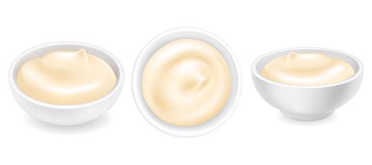 Mayonnaise in a bowl set