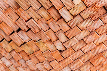 Brick wall pattern. Industrial texture. Orange bricks background