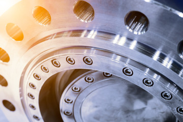 Close-up of a very powerful gas butterfly valve.
