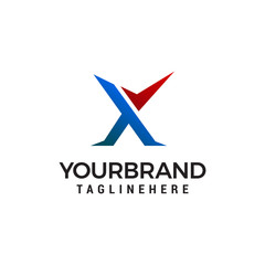 Obraz premium letter X check mark logo design concept template vector