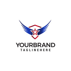 Fototapeta premium star wing logo design concept template vector