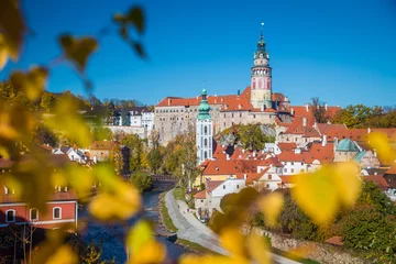 Poster Im Rahmen Historic town of Cesky Krumlov in fall, Bohemia, Czech Republic © JFL Photography