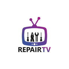 Fototapeta premium Repair Television Logo Template Design Vector, Emblem, Design Concept, Creative Symbol, Icon