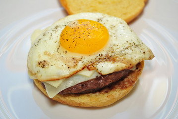 Fried Egg On Top of a Cheese Burger