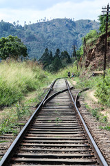 Fototapeta premium Railway between mountains in Sri Lanka