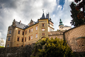 Medieval Gothic and Renaissance style castle on top of the hill in Frydlant, Czech Republic