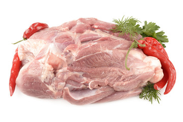 turkey meat on a white background