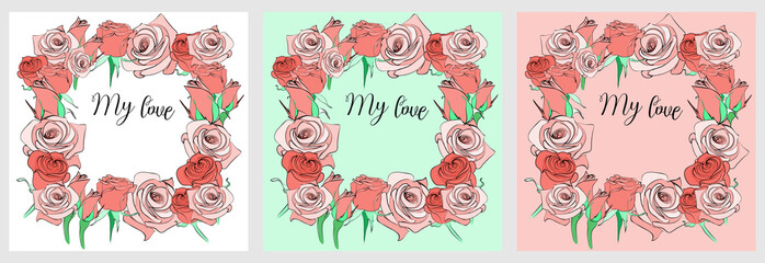 floral greeting card with roses for congratulations