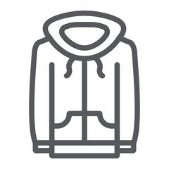 Sweatshirt line icon, clothes and sport, hoodie sign, vector graphics, a linear pattern on a white background.