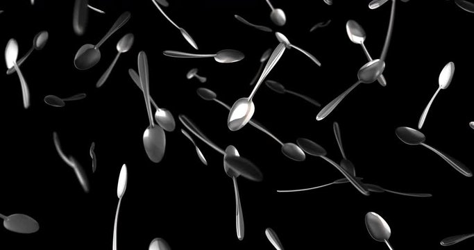 spoons falling slow motion