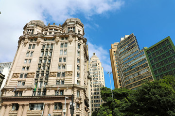 Fototapeta na wymiar Sao Paulo downtown with 2nd Instance Court and modern buidings in Sao Paulo, Brazil