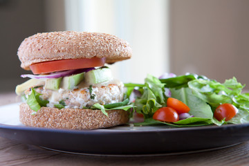 Healthy Salmon Burger with Avocado