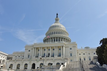 Obraz premium WASHINGTON, DC -6 APRIL 2019- View of the United States Capitol building, home of the United States Congress and seat of the legislative branch of the U.S. federal government.