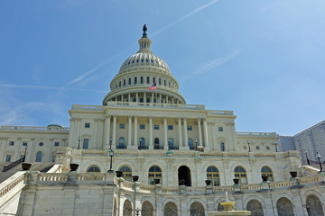 Fototapeta na wymiar WASHINGTON, DC -6 APRIL 2019- View of the United States Capitol building, home of the United States Congress and seat of the legislative branch of the U.S. federal government.