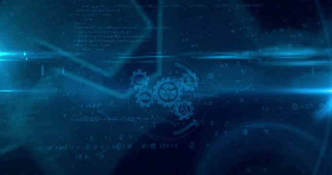Data managment hologram intro on dynamic futuristic background. Modern and futuristic concept of files storage, cyber security, computing cloud and digital access. Seamless loopable 3d animation.