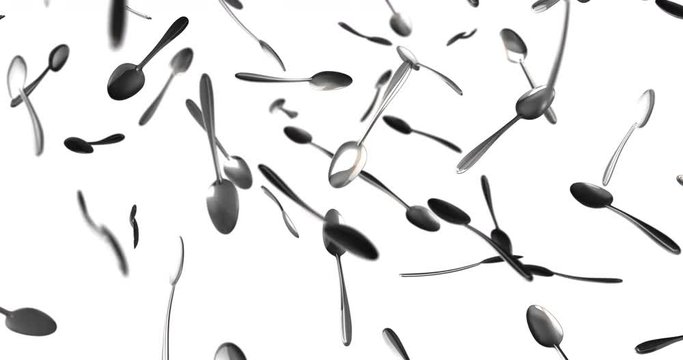 spoons falling slow motion