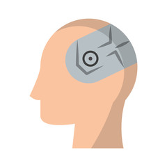 Human head with artificial brain intelligence Vector illustration