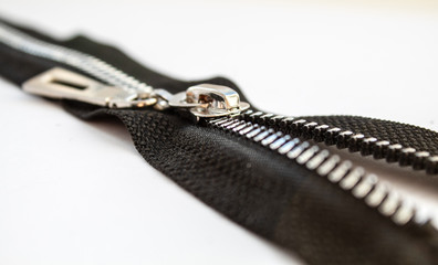 metal open zipper closeup