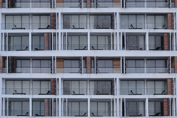 Rooms of high buildings in the close-up view.