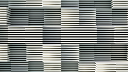 Beautiful white fantasy abstraction from cubes. 3d illustration, 3d rendering.