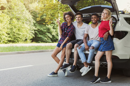 Happy travelers concept