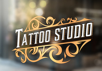 Vintage Tattoo Logo Layout with Gold Elements