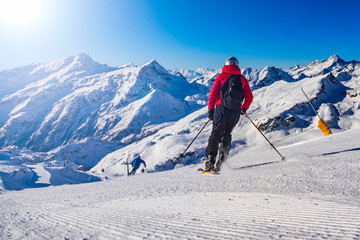 Fototapeta na wymiar Skier on a ski slope