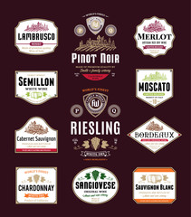 Red and white wine labels