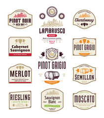 Red and white wine labels