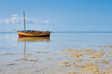 Naklejka na ściany i meble Fisherman boats typical of the coasts of Vilanculos, Mozambique. Landscape